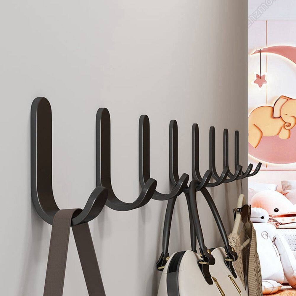 DUGENT 1Pcs Multi-purpose Storage Rack Wall Mounted Punch-Free J-shaped Kitchen Bathroom Accessories Wall Organizer Cloth Hanger Key Holder Hook Towel Rack