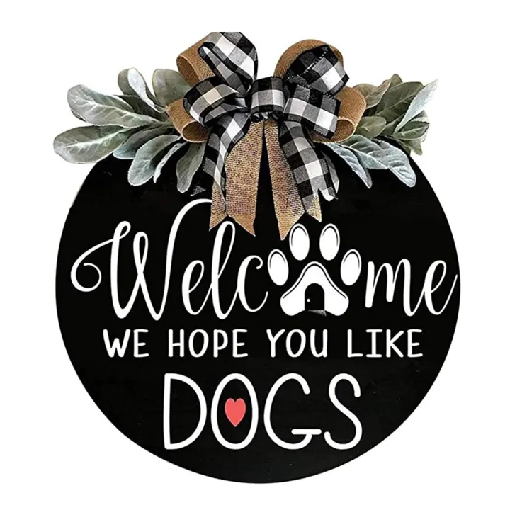 Gift We Hope You Like Dogs Hanging Decoration With Bow Rustic Front Door Farmhouse Wreath Round Indoor Outdoor Vertical Welcome Sign Lazada Singapore