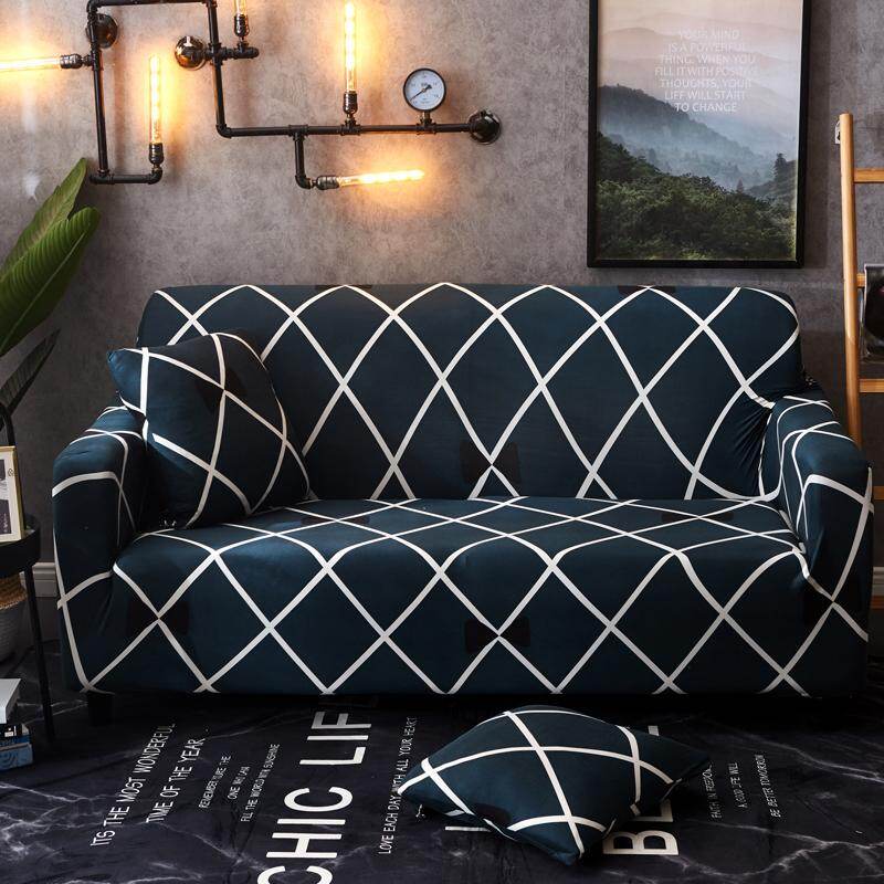 1 2 3 4 Seater Sarung Sofa Cover Universal L-Shape Slipcover Home Room Decoration One Sofa Cover One Free Pillow Case