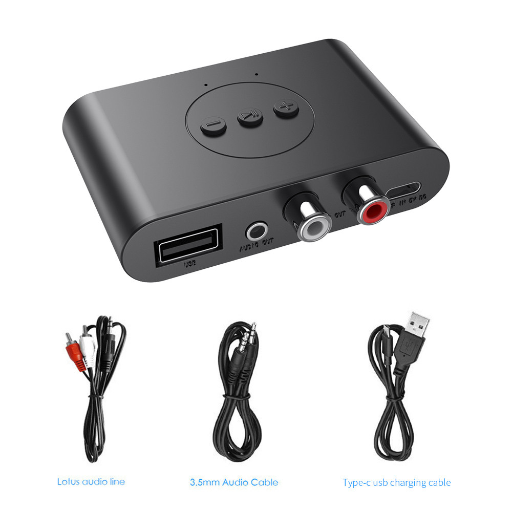 Bluetooth 5.0 Receiver Audio Receiver with 3.5mm Aux Input Wireless Adapter with NFC for Car T V Speakers