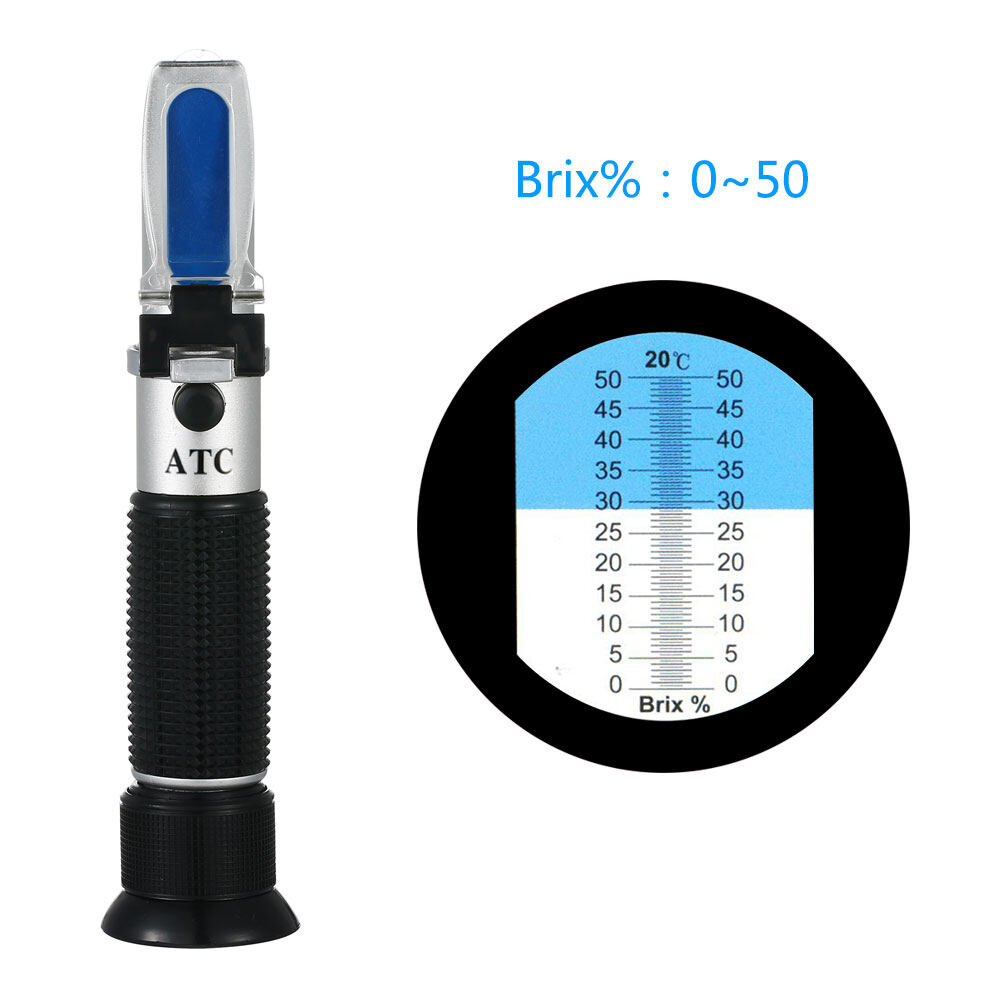 Máy Đo Đường Brix ATC 0-50% Tiện Dụng, Khúc Xạ Kế Khúc Xạ Kế Cầm Tay Cho Bia Mật Ong Điện Tử Nhà Bếp Nước Ép Nho