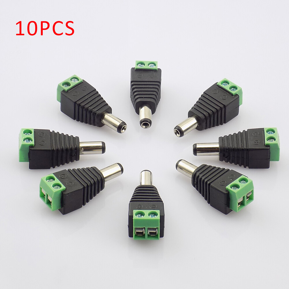 10 Cái Bộ Chuyển Đổi Giắc Cắm Đực 12V DC 5.5Mm X 2.1Mm, Đầu Nối Chuyển Đổi Balun Video Dành Cho Đèn Led Dây Camera CCTV