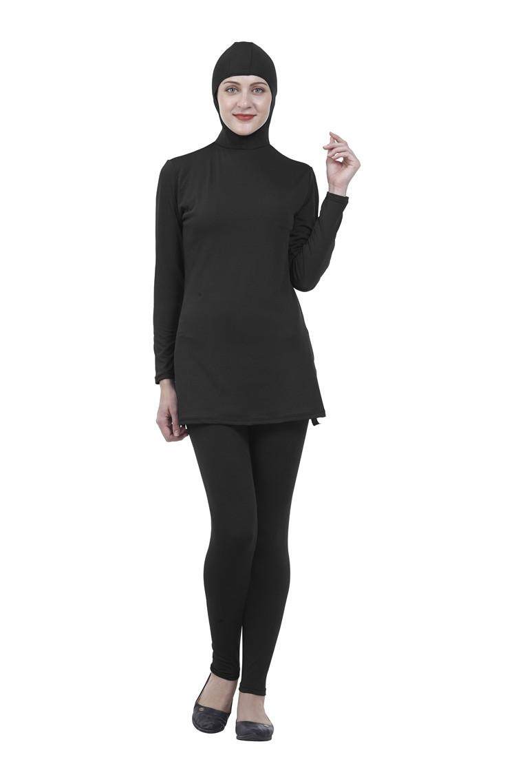 S5XL Women Plus Size Muslim Swimwear Two Pieces With Headscarf Milk