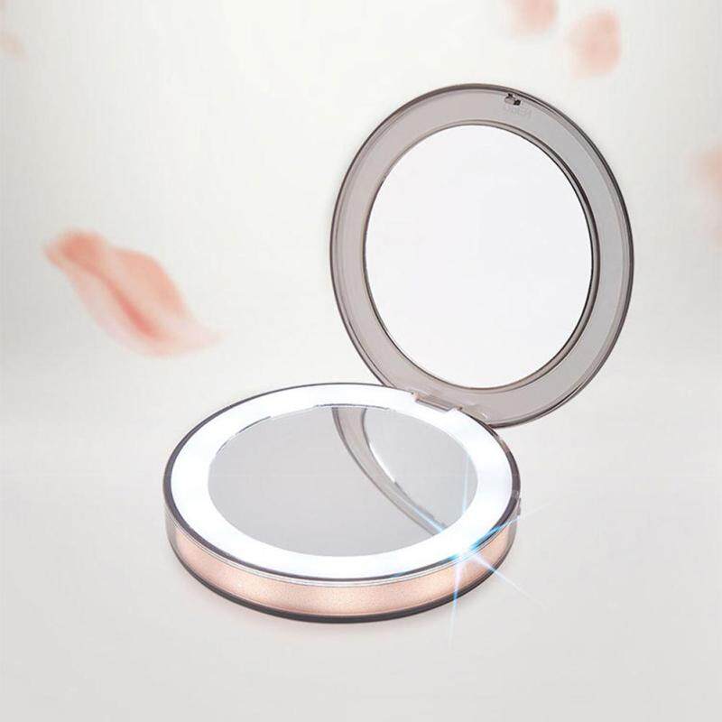 Gương Trang Điểm Mini Đèn LED Dream 10 Đèn 1X 3X Phóng Đại, Cầm Tay Gấp Nhỏ, Kết Nối Micro USB Di Động