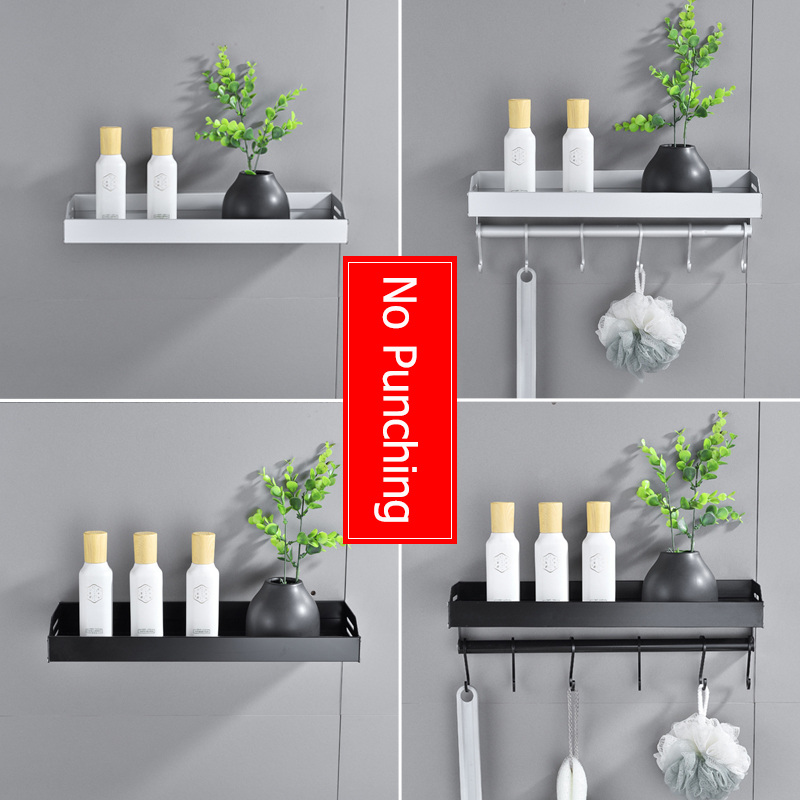 HKStorage Kệ Bếp Giá Treo Tường Không Đục Lỗ, Giá Để Đồ Dùng Nhà Bếp Màu Đen Gắn Tường