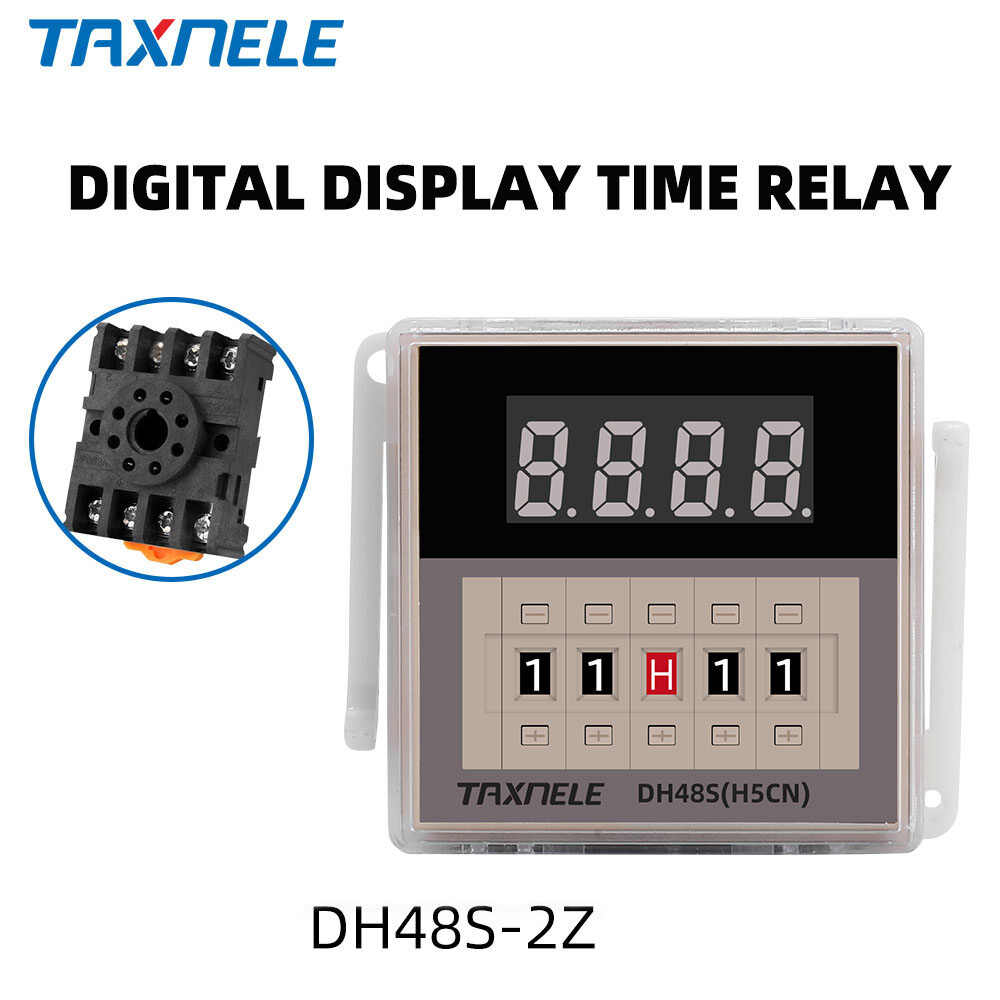 Dh48s-2z digital programmable time relay switch 220v 12v 24v delay timer 0.01s-99h 99m 8 pins spdt 2 group contacts