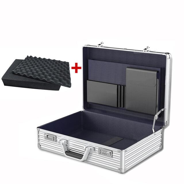 🎒 Aluminum Briefcase Tool Box Outdoor Tool Case with Pocket Tool Boards hardware tools Storage