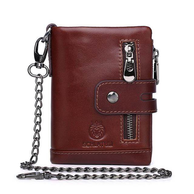 SCHLATUM Men Leather Wallet Fashion Short Zipper RFID Purses New Style Multifunction Credit Business Card Holder