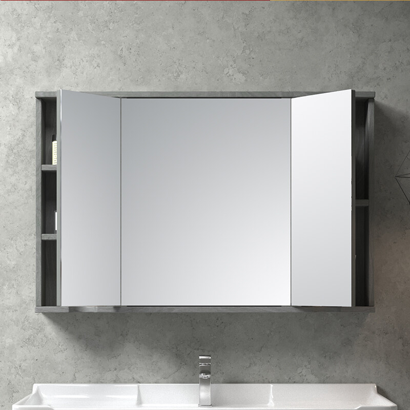 Bathroom Mirror Storage Concealed Folding Solid Wood Wall