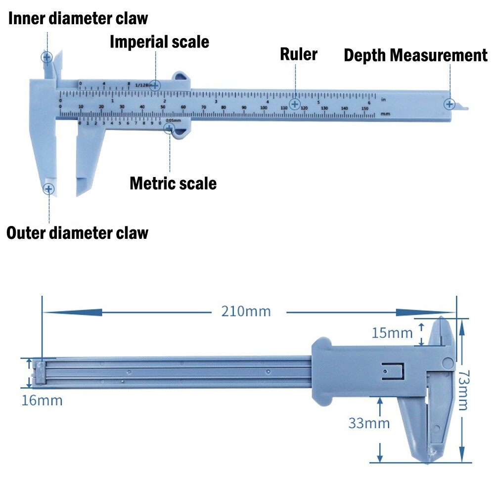 Black-Vernier Calipers Double Rule Scale Plastic Height Measure-Tool 0-150mm