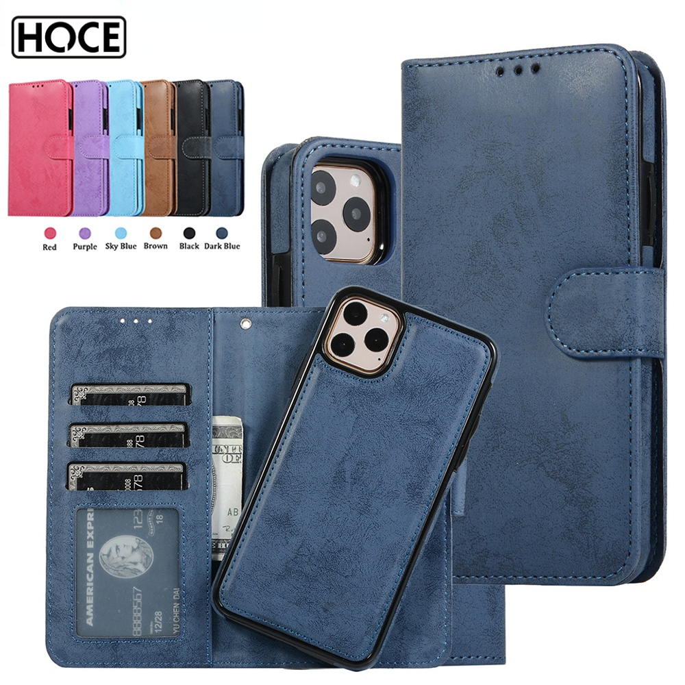 HOCE Luxury Leather Removable Case For iPhone 11 12 13 14 Pro Max SE 2020 12 13 Mini 11 Pro X XR XS Max 6 6s 7 8 Plus Flip Wallet Card Phone Bag Cover