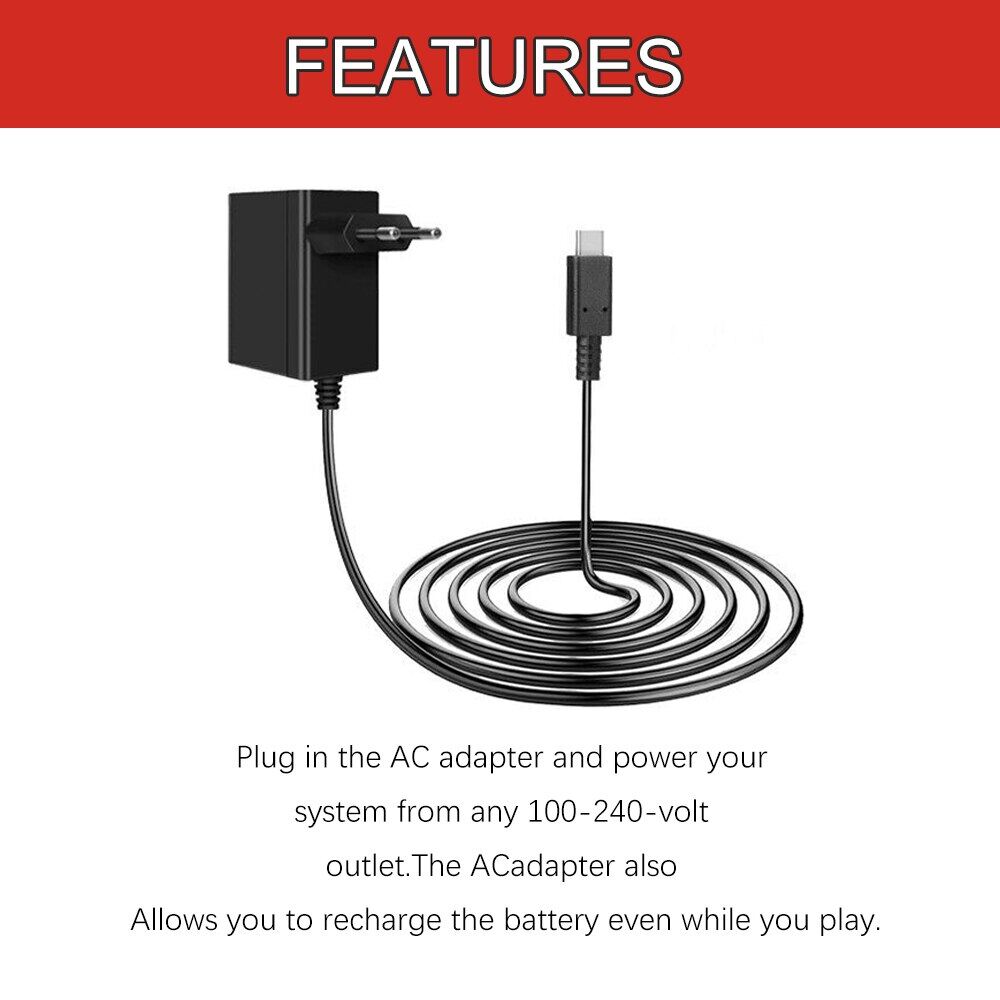 Ac Adapter Charger for Nintendo Switch Power Supply 15V 2.6A Fast Charging Kit for Switch Dock /switch Lite and Pro Controller