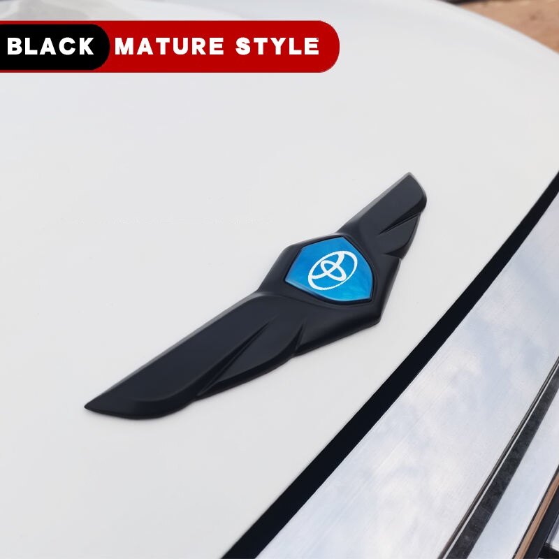 Xuming for Toyota Car Front Hood Ornaments Bonnet Metal Decoration Logo Angel Wings Stickers Fit Hilux Yaris Fortuner Corolla Cross Corolla HiAce Alphard Camry Vios C-HR Accessories