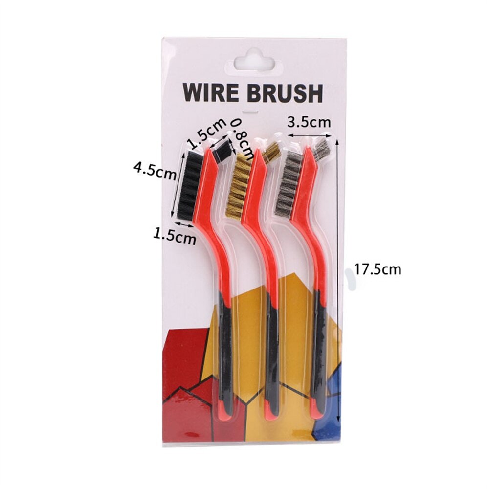 Lucky Cooktop cleaning brush stainless steel brush copper wire three-piece car double-sided brush coated with glue steel wire brush steel wire