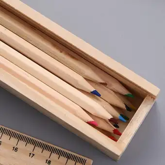 Wooden Pencil Case Box Holder Desktop Stationery Organizer Wood