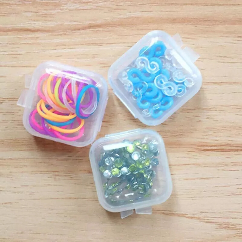 1pcs mini xách tay lưu trữ nhựa hộp trong suốt vuông Pill trang sức Earplug hộp Bông tai