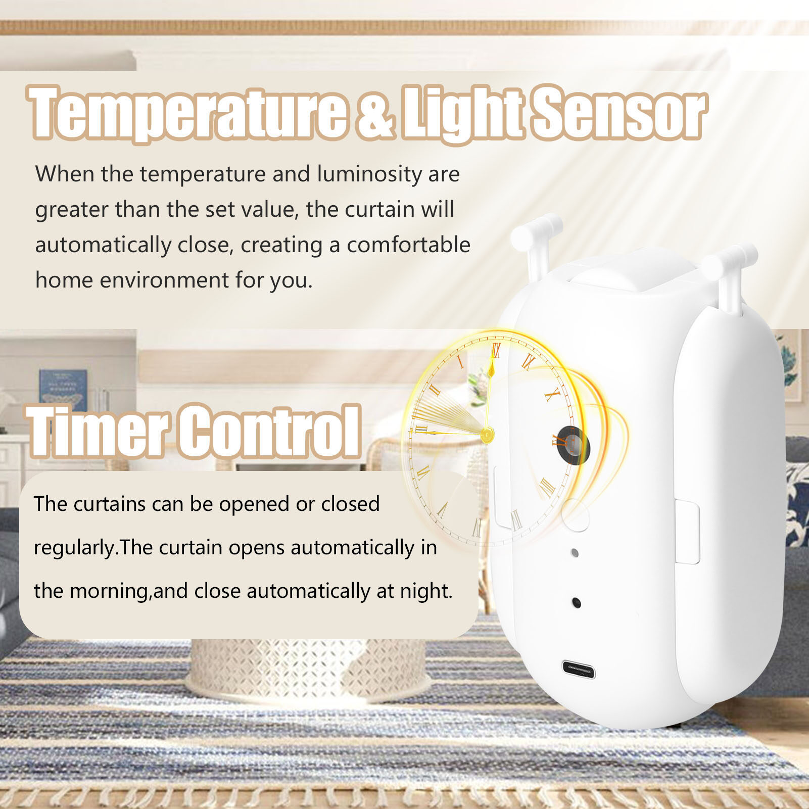 KKmoon Tuya Smart Curtain Motor BT Voice Control Switch Electric Curtain Robot APP Control Timer Setup Compatible with Alexa Google Home for Roman Rod