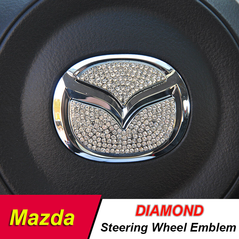 Diamond Car Steering Wheel Logo Emblem Sticker for Mazda Atenza CX-5 CX-4 CX5 CX4 Modified Auto Interior Decorative Badge Decal Accessories