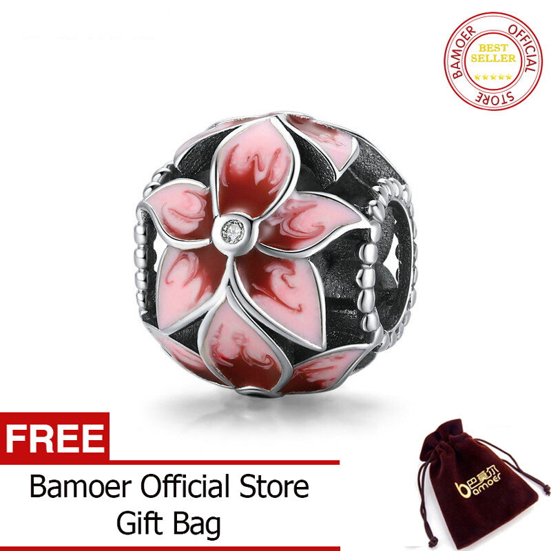 BAMOER 925 Sterling Silver Blooming Flowers Charm for Original 3mm Bracelet Accessories Original silver jewelry make SCC1707