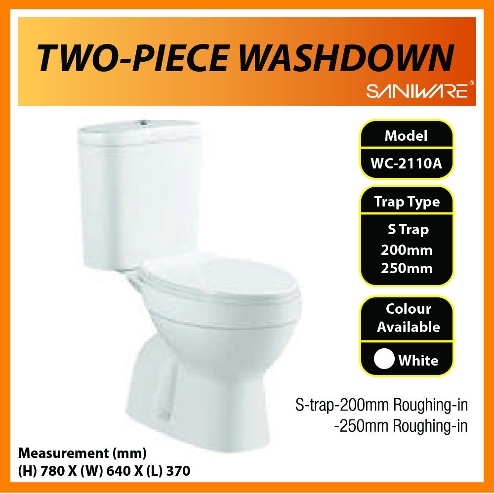 SANIWARE WC2110 Two Piece Wash Down Water Closet 250mm 10 Inch S