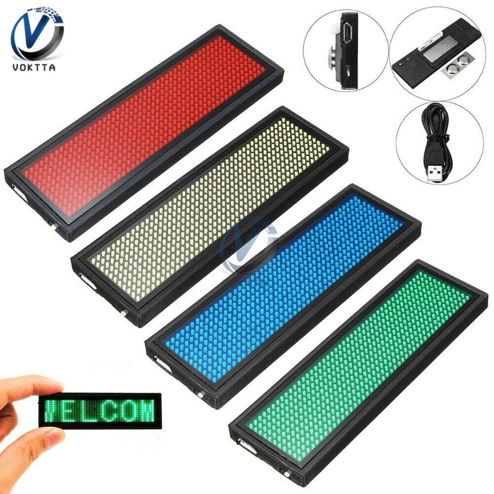 Huy Hiệu Tên Lập Trình Có Thể Sạc Lại Màn Hình Kỹ Thuật Số LED Mini VOKTTA Chính Hãng, 15 Ngôn Ngữ Hiển Thị Mô Đun Huy Hiệu Bảng Hiệu Gắn Thẻ Led Cuộn Bền