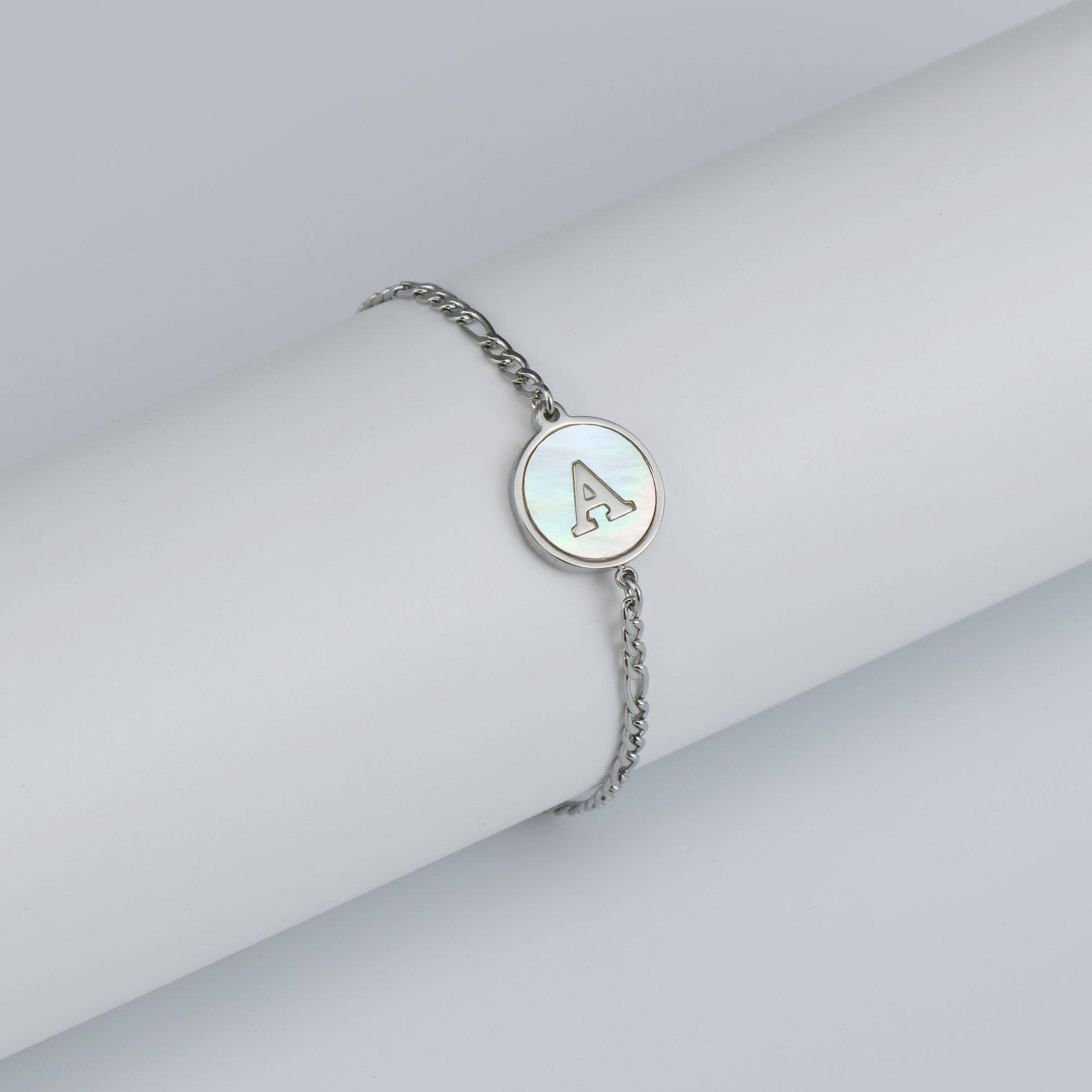 Men's and Women's Bracelets Steel Colored Stainless Steel Shell Letter Bracelet Women's Titanium Steel English Letter Bracelet Women