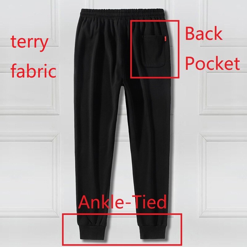 【XL-10XL】165KG Can Wear Terry Fabric Big Plus Size Fat Oversize Mens Solid Color Long Pants Loose Casual Sports Spring Summer Autumn