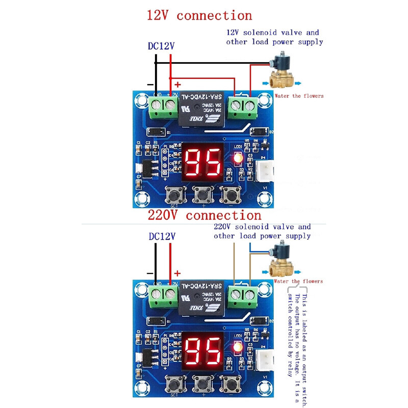 XH-M214 Humidity Controller Soil Sensor Module 20-99%RH Automatic Control Irrigation Computer System Red Digital Display Module