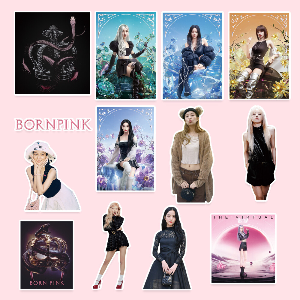 csbi 100pcs/set Kpop BLACKPINK 2022 New Album BORN PINK PVC Stickers Album for Laptop Luggage Patches Skateboard Sticker