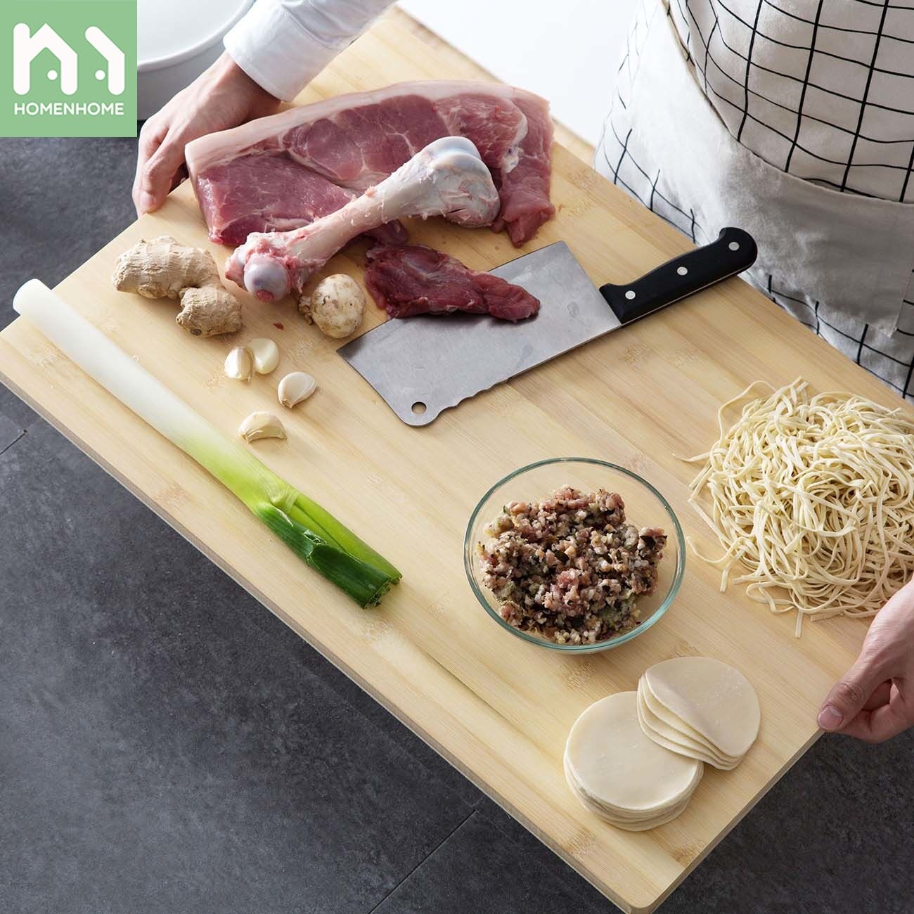 Homenhome 1 pcs Bamboo Cutting Board Kitchen Chopping Board 40x60 cm