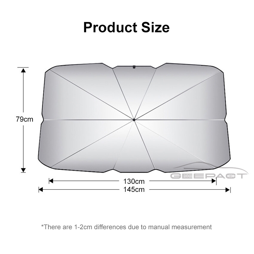 Geepact Foldable Car Sunshade Car Parasol Umbrella Type Front Windshield Visor Sunscreen Retractable Anti-UV Portable Front and Back Reflective Car Sun Protection Universal Multipurpose