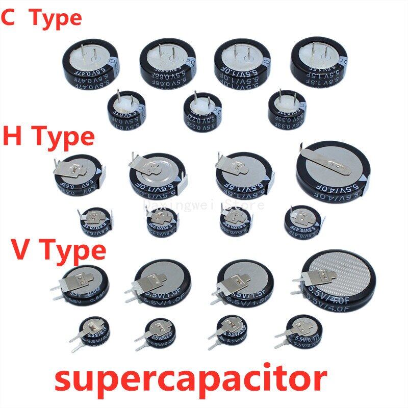 2PCS/Lot 5.5V Super Capacitor 0.1F 0.22F 0.33F 0.47F 0.68F 1F 1.5F 4.0F ...