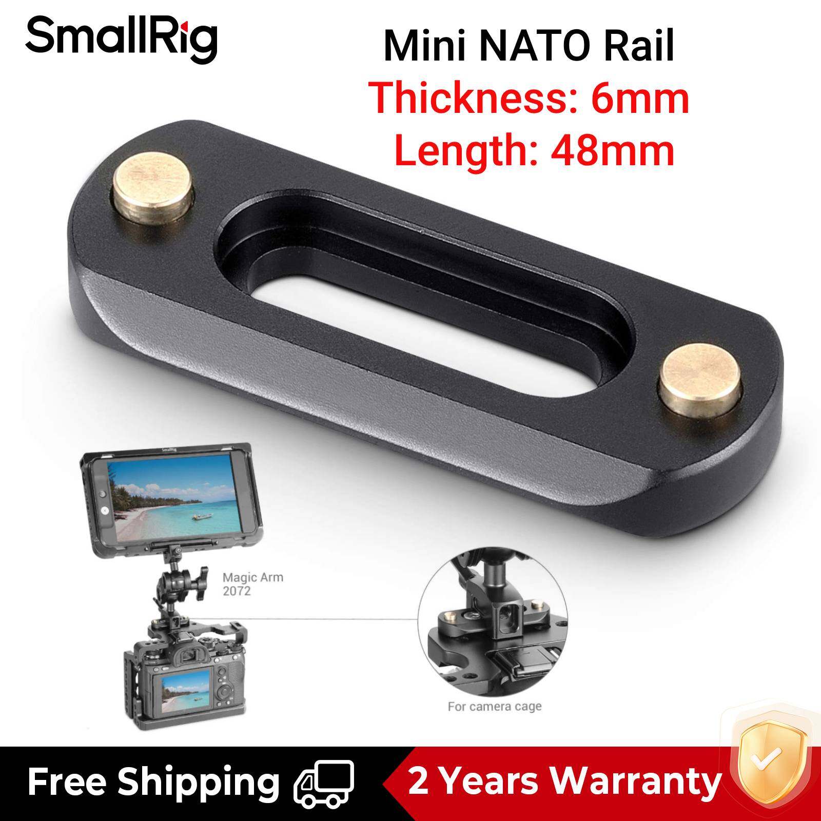 SmallRig Mini NATO Rail Tháo lắp nhanh NATO Rail Độ dày 6mm Chiều dài 48mm cho Tay cầm NATO Lồng máy ảnh 2172