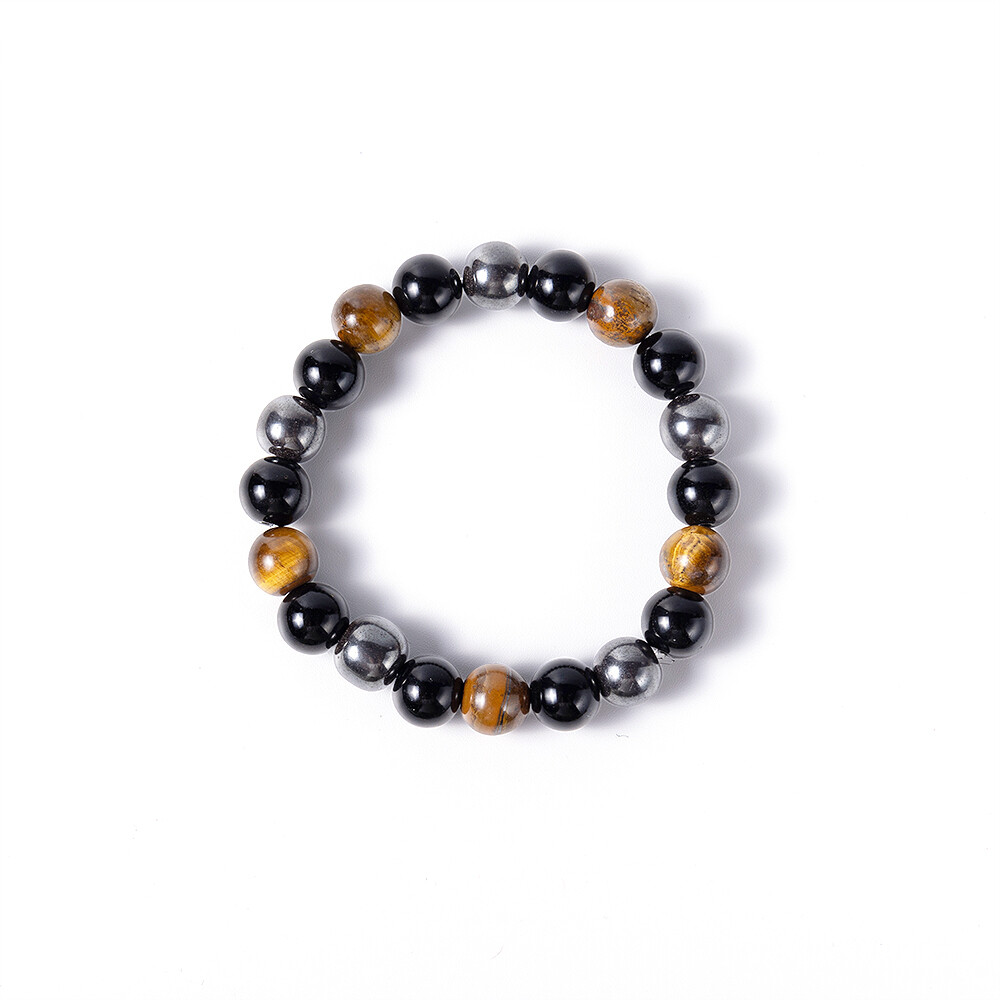 Natural Obsidian Magnet Tiger Eye Beaded Bracelet  Men’s Infrared Bracelet