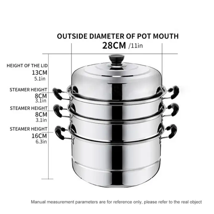 4 Layer Stainless Steel Thicken Steamer Pot Steam Pot Boiler Induction Cooker Steaming Pot Soup Pot For Kitchen Cookware Tools Lazada Ph