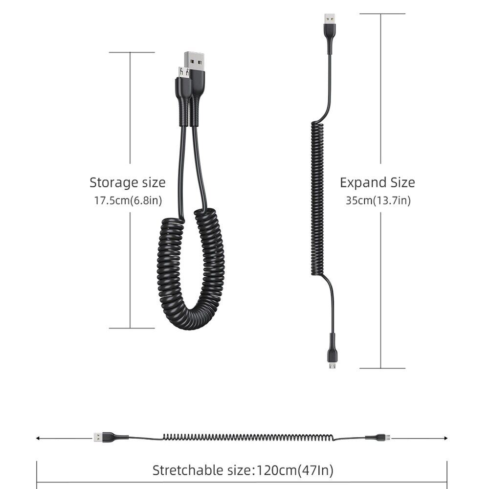 Essager Micro USB Cable Fast Charging Charger Spring Microusb Cable For Xiaomi Samsung Wire Cord Android Mobile Phone Data Cable