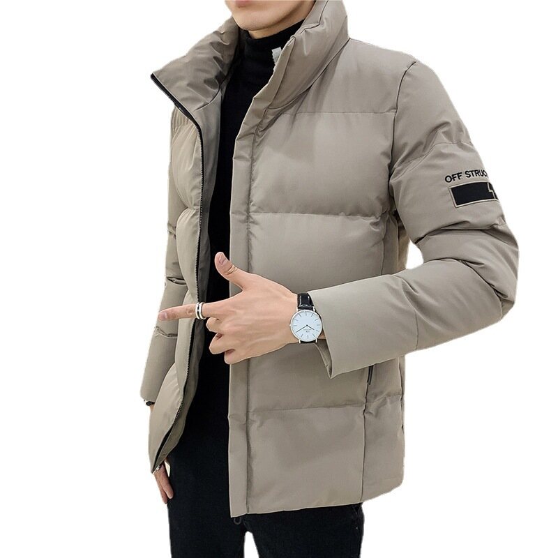 YUAAE New men's fashion tooling cotton uniform solid color casual cotton jacket winter thick loose warm jacket