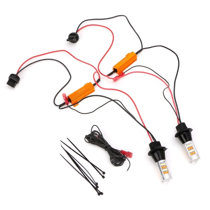 2Pc T20 7440 42-LED 2835 50W Bộ Chuyển Đổi Màu Kép Đèn LED Bật Đèn Tín Hiệu
