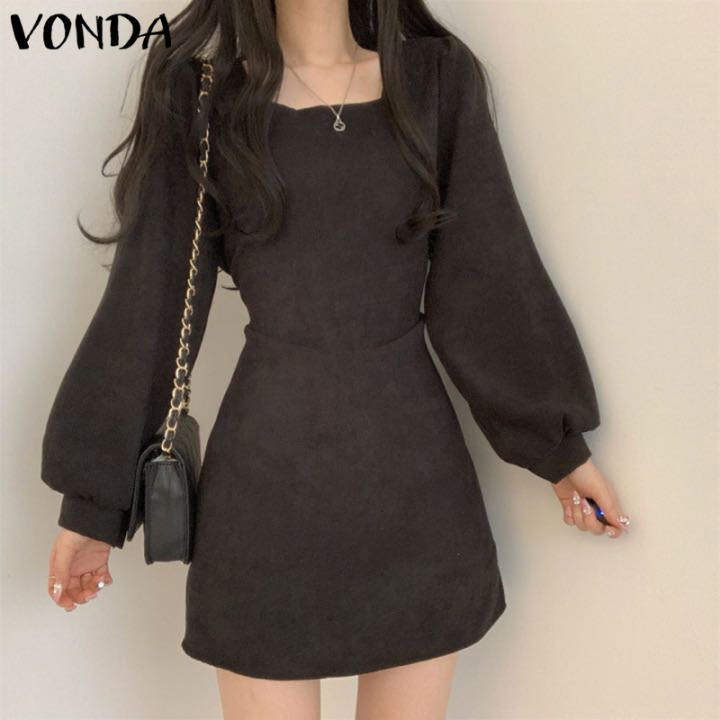 VONDA ชุดมินิเดรสทรงเอไลน์เอวสูงสีพื้นแขนยาวหรูหราสไตล์เกาหลี – VONDA – 3258886310_TH-12101861841 >>> 🇹🇭 Top1Thailand 🛒 >>> lazada.co.th 🇹🇭 🇹🇭 🇹🇭🛒🛍🛒