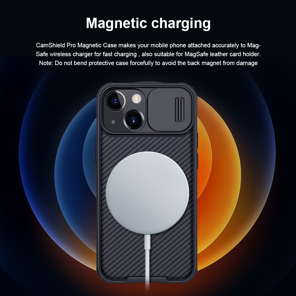 Nillkin CamShield Pro Magnetic Casing for iPhone 13 mini TPU + PC Phone Case Slide Camera Protect Privacy Back Cove ( Not include Wireless Charging )