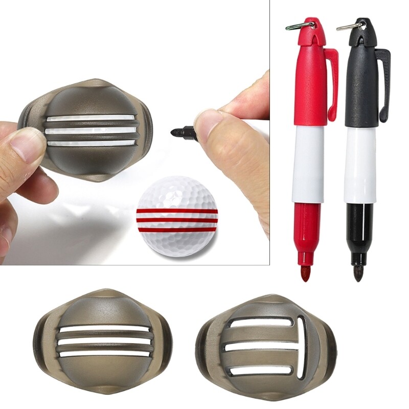 【New Arrival】 2Pcs/set Golf Ball Line Marker Drawing Marking Alignment Tool Marking Template Mark Sign Tool with Golf Ball Marker Pens