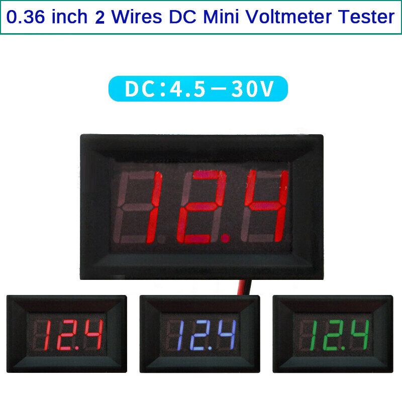 1PCS/2PCS Red/Blue/Green DC 4.5-30V 0.36 Inch 2 Wire Mini DC Voltmeter Digital Voltmeter Tester