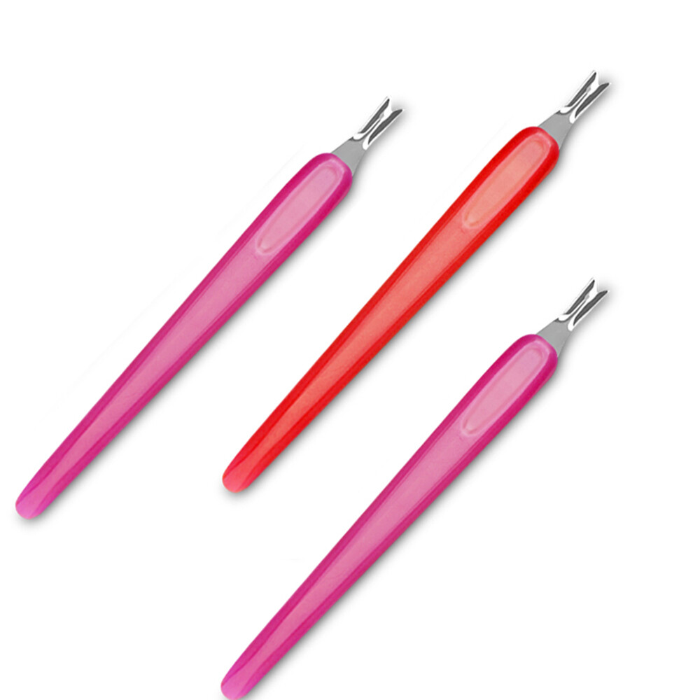 【Random Color】3Pcs Professional Nail Art Manicure Tool Exfoliating Fork Skin Peeling Peeling Fork For Nail Salon