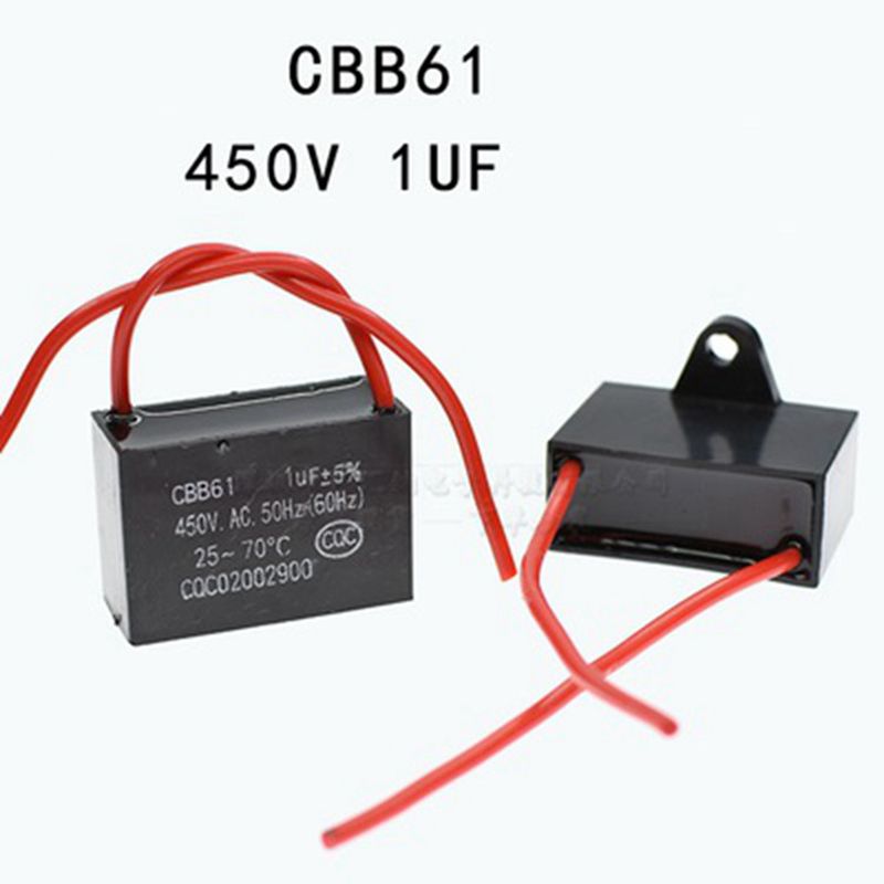 1pcs 1uf 450v cbb61 motor start run fan capacitor 2wires