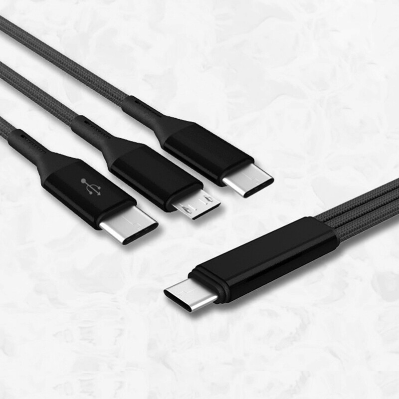 Multi Charger Cable Braided Universal 3 in 1 Multiple USB Cable Charging Cord with Type-C Micro USB Port Connector