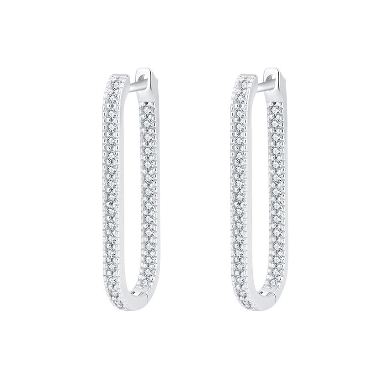 S925 Sterling Silver Geometric U-shaped Full Diamond Earrings Female Metal Earrings