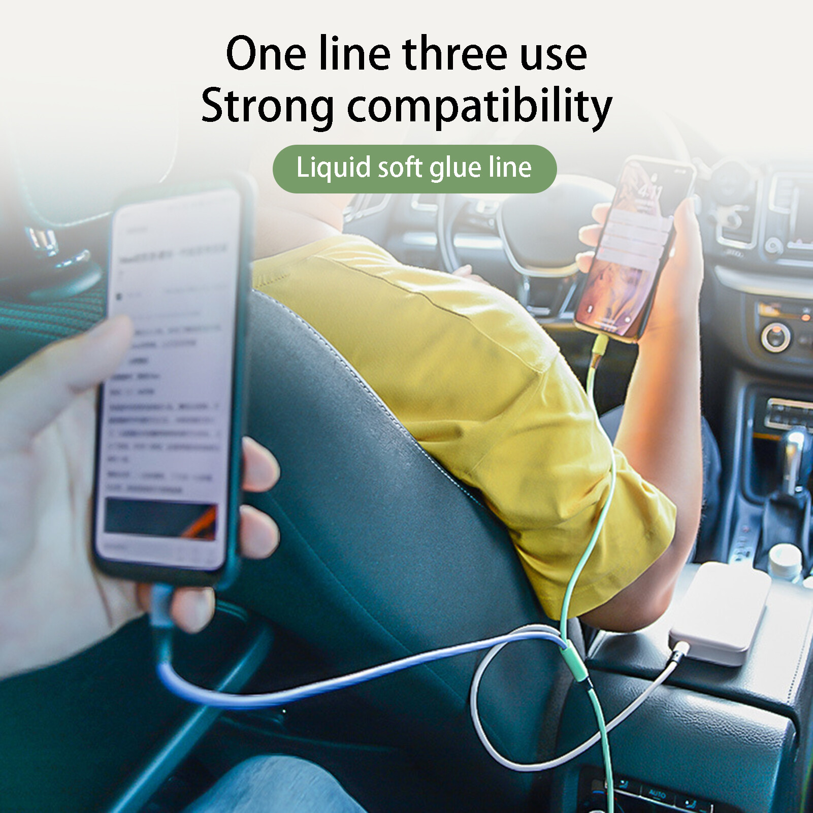 Data Cable Universal Fast Charging 3 in 1 Liquid Silicone 8-pin Micro USB Type-C Charging Cable for Office Data Cable Safe