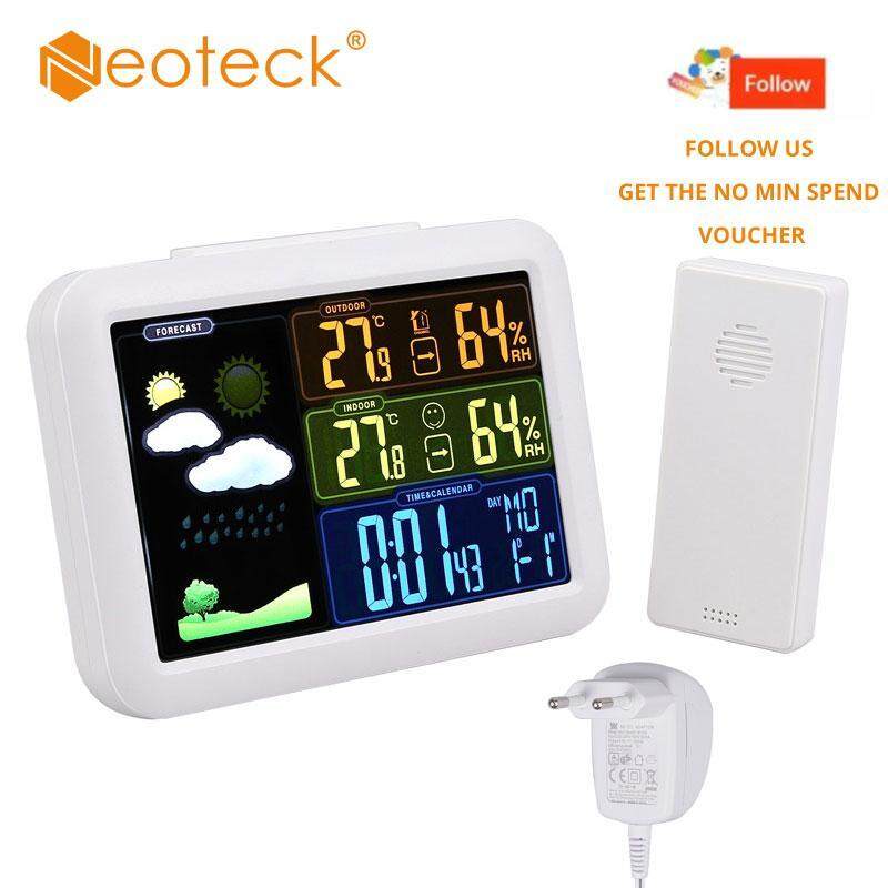 MÀN HÌNH LCD Không Dây Trạm Thời Tiết Đồng Hồ Báo Thức Kỹ Thuật Số Nhiệt Độ Nhiệt Kế Ẩm Kế Phong Vũ Biểu Dự Báo Báo Động Hàng Ngày Loại Treo Tường Trong Nhà/Ngoài Trời bán chạy