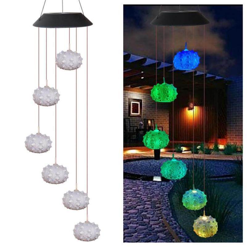 PER Đèn LED Năng Lượng Mặt Trời Đèn Kiểu Chuông Gió Thay Đổi Màu Sắc Đèn Treo Cho Trang Trí Sân Vườn