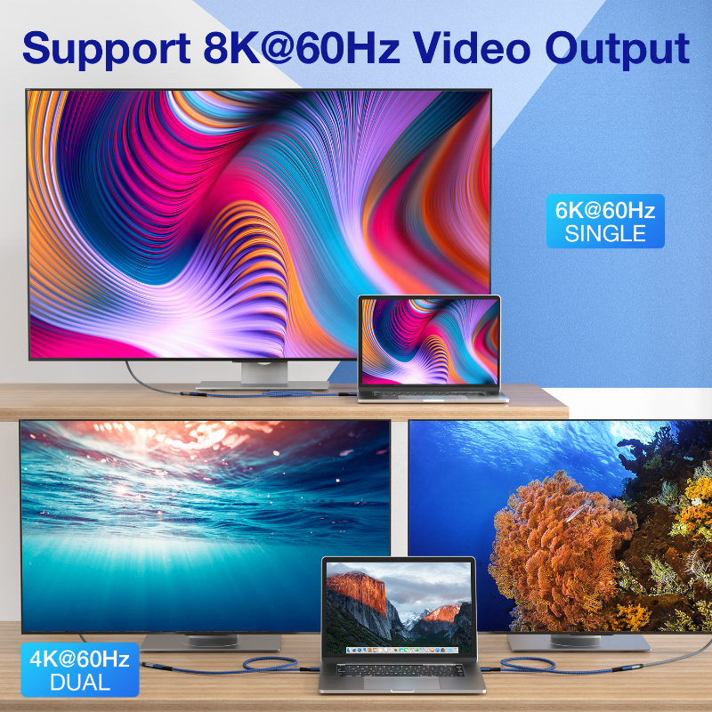 Ecily Thunderbolt 4 USB C Cáp nối usb4 mở rộng 40gbps Cáp dữ liệu 8K 60Hz PD 5A/100W Type-C dây Cáp truyền dữ liệu cho MacBook Pro